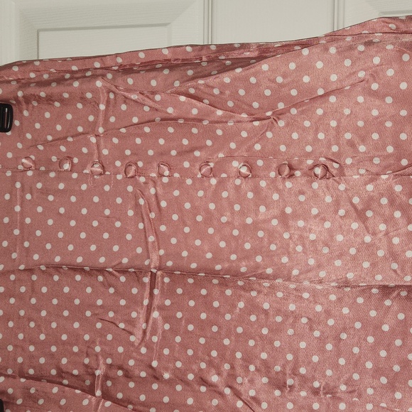 Zara Soft Pink Polka Dot Slit Skirt - Picture 2 of 5